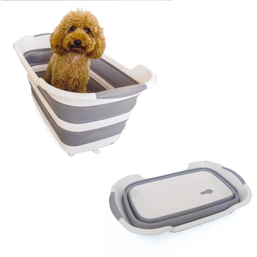 7.2Gal Dog Bathtub for Small and Medium Pets（weight<40lb）Multi-Functional with Hair Filter for Cat Bathtub and Dog washing Tub at Home,Portable/Foldable Drainage Indoor Outdoor Washing Tub