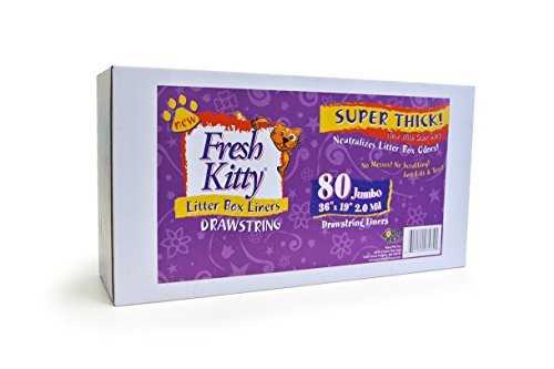 80 Count Fresh Kitty Litter Box Liners Super Thick, Durable, Easy Clean Up Jumbo Drawstring Scented Litter Pan Liners, Bags for Pet Cats