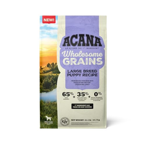 ACANA Wholesome Grains Dry Dog Food, Large Breed Puppy Recipe, Chicken Dog Food, 22.5lb