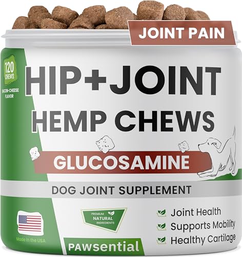 Advanced Hemp Chews for Dogs Hip Joint Pain Relief - Glucosamine Dogs Hip & Joint Supplement Large Breed - Hemp Treats Joint Health - Chondroitin Hemp Oil Pills - Senior Dog Supplement - 120 Ct