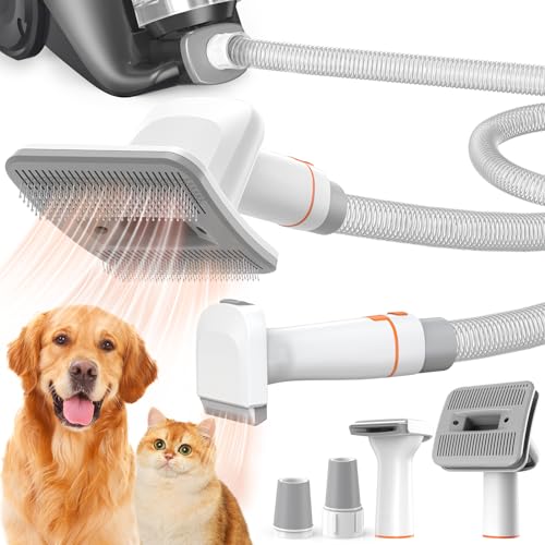 Afloia Dog Brush Vacuum Attachment, Cat Brush, Pet Brush 2 in 1 Innovative Pet Grooming kit 1-1.5'' Hoses Diameter Universal Adapter Compatible with Most Round Vacuum Cleaners like Bissell, Eureka etc