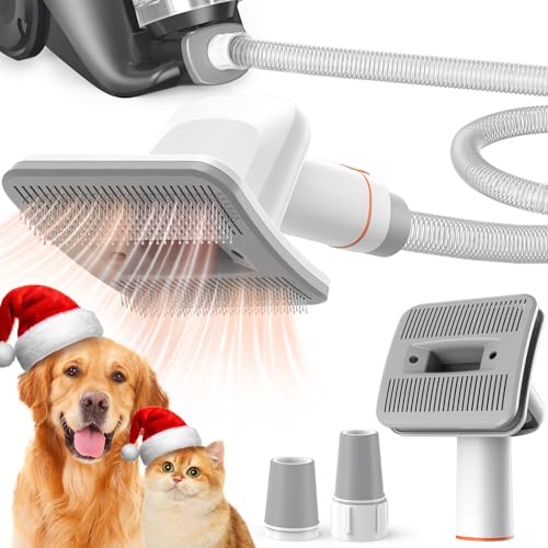 Afloia Dog Brush Vacuum Attachment, Cat Brush, Pet brush Innovative Pet Grooming kit, 1-1.5'' Hoses Diameter Universal Adapter Compatible with Most Round Vacuum Cleaners like Bissell, Eureka etc.