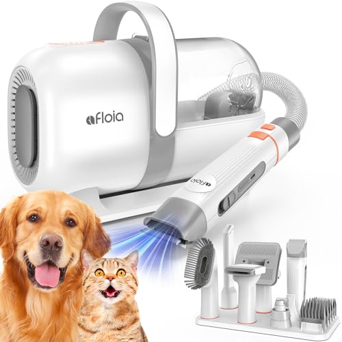 Afloia Vacuum Dog Clippers Kit - 7 Grooming Tools With Nail Trimmer, Shedding Brush, and Low Noise Hair Remover for Pet Grooming