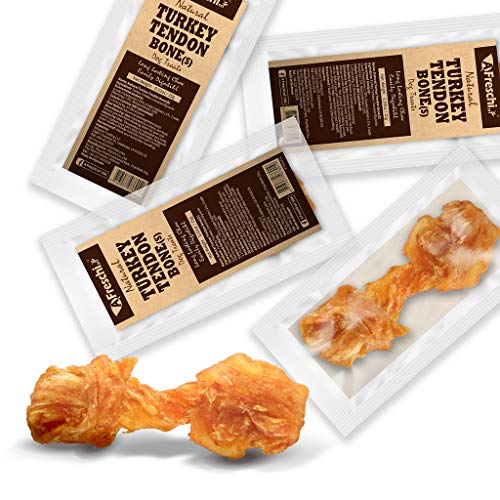 Afreschi Turkey Tendon for Dogs, Dog Treats for Signature Series, All Natural Human Grade Puppy Chew, Ingredient Sourced from USA, Hypoallergenic, Rawhide Alternative, 4 Units/Pack Bone (Small)