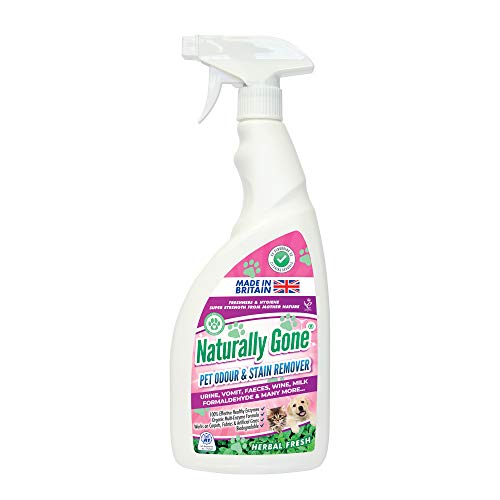 airpure NATURALLY GONE Pet Odour Eliminator, Heat Sealed Cap, Enzyme Cleaner Removes Smells and Stains, Cat Litter Freshener, Works on Urine, Vomit, Faeces and More - HERBAL FRESH Fragrance