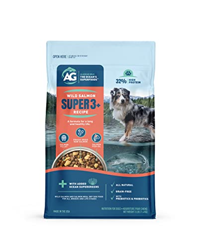 Alaskan Gold SUPER3+ (Salmon+Freeze Dried Raw Salmon+Salmon Fish Oil) Dry Dog Food | Puppy & Adult | High-Protein | Grain-Free | Allergy & Digestive Support| All-Natural | 3-lbs