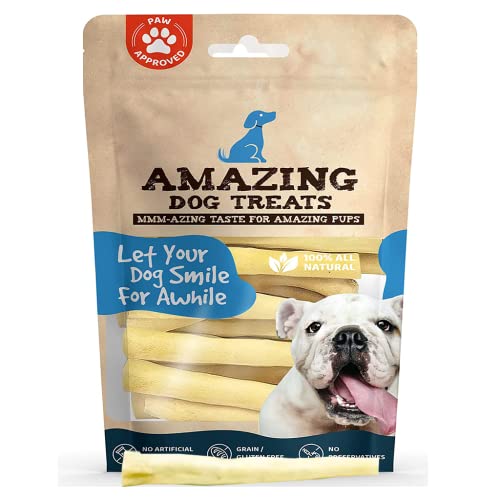 Amazing Dog Treats - 6 Inch Premium Regular Cow Tail Dog Chews (6 Pcs/Pack) - Sourced from 100% Grass Fed Cattle - All Natural - Long Lasting Chew for Dogs - Rawhide Alternative for Dogs…