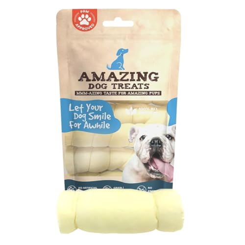 Amazing Dog Treats - Beef Cheek Rolls (6 Inch Regular - 4 Pcs) - No Hide - Safe Rawhide Alternative Dog Chew - Great for Power Chewers - Long Lasting Dog Chew - No Splinters - Retriever Rolls For Dogs