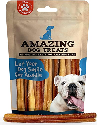 Amazing Dog Treats - Bully Sticks 6 Inch Regular Size (10 Pcs/Pack) - Premium Bully Stick Dog Chews - Long Lasting Bully Sticks for Dogs - Best Bully Stick Dog Bone - No Hide Dog Chew