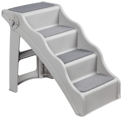 Amazon Basics Foldable Steps for Dogs and Cats, Grey, 14.6"X22.75"X19.5"