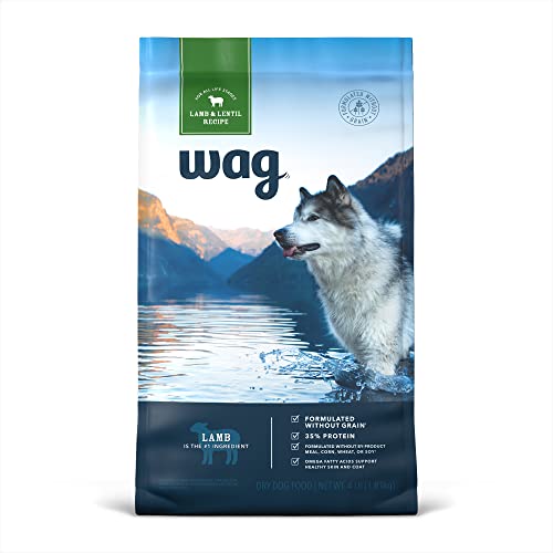 Amazon Brand - Wag Dry Dog Food Lamb & Lentil Recipe, 4 Pound (Pack of 1)