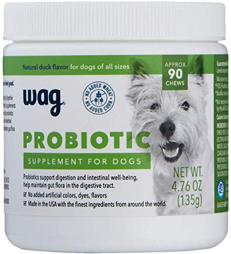 Amazon Brand - Wag Probiotic Supplement Chews for Dogs, Natural Duck Flavor, 90 count