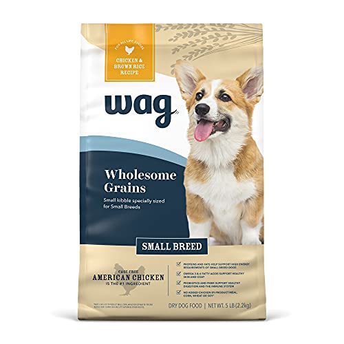 Amazon Brand – Wag Small Breed Dry Dog Food, Chicken and Brown Rice, 5 lb Bag