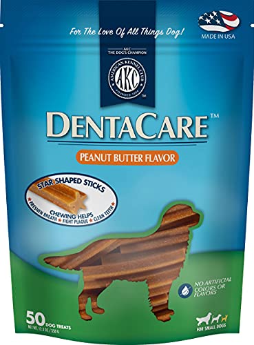 American Kennel Club DentaCare Mini Peanut Butter Flavored Dental Sticks | 50 Dog Sticks | Small Breed Size