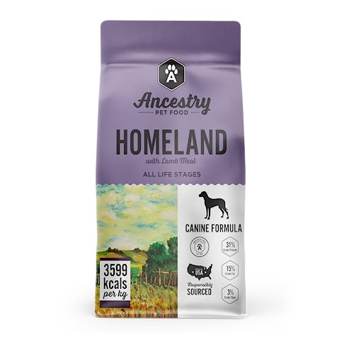 Ancestry Homeland Dog Food, Lamb Meal & Sweet Potato, Blend of Lamb, Duck, Salmon & Pork, Multi-Protein Mix, For All Life Stages, Grain Free, Digestiable, Gut Health & Immune Support (25 lb. Bag)