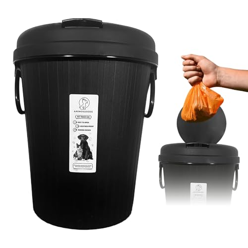 AnimoGoods® Outdoor Dog Poop Trash Can - Small Outdoor Trash Can with lid for Dog/Cat Poop - Cat Litter Trash Can - Convenient Pet Waste Trash Can