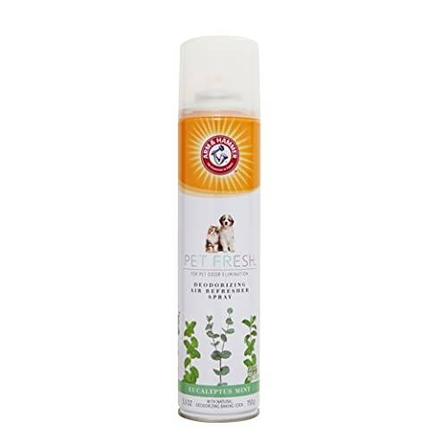 Arm & Hammer For Pets Fresh Deodorizing Aerosol Air Refresher Spray |5.3 oz Eucalyptus Pet Odor Eliminator Spray with Natural Deodorizing Baking Soda |Refreshing Odor Eliminating Spray for Pet Odors