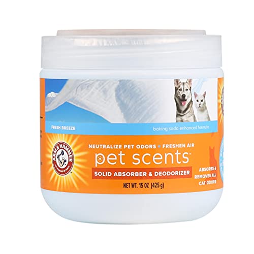 Arm & Hammer For Pets Pet Scents Solid Gel Deodorizer in Fresh Breeze Scent | Room Deodorizer Solution for Homes with Pets, Odor Removing Gel, 15 Ounces