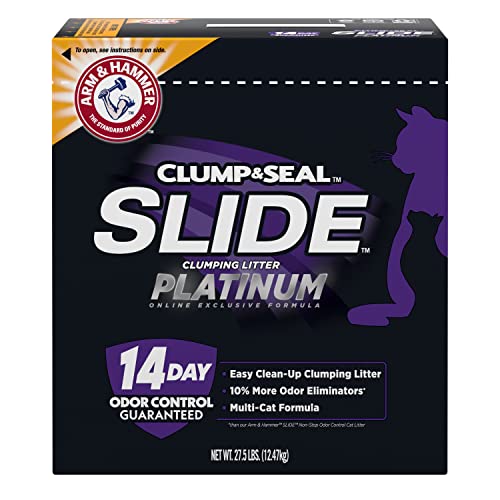 Arm & Hammer Slide Platinum Easy Clean-Up Clumping Cat Litter, Multi-Cat Litter, 27.5 Pounds, Online Exclusive Formula