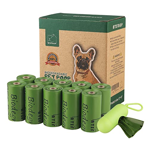 ATIFBOP Biodegradable Dog Poop Bags 150 Count 10 Rolls with One Free Dispenser, Thicken and Earth-friendly Dog Poop Bag Holder (Scented)