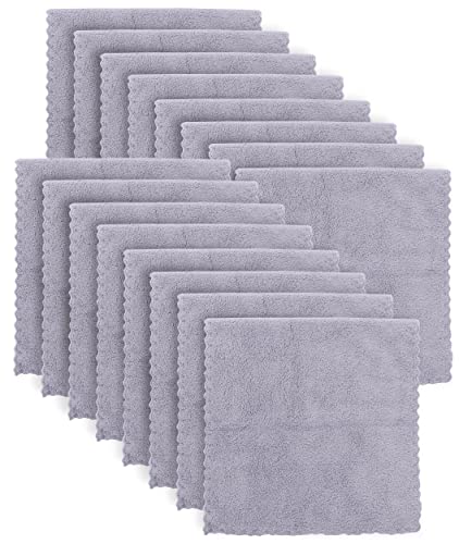 BAMBOO QUEEN Super Soft Burp Cloths 16 Pack - Thick - Extra Absorbent - Perfect Size Large 20" by 10" - Light and Easy to Carry - Milk Spit Up Rags - Burpy Cloths for Unisex, Boy, Girl - Light Grey