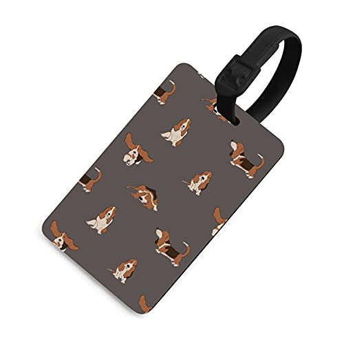 Basset Hound Dog Personalized Luggage Tag Durable Travel Bags Labels Business Travel ID Card Holder