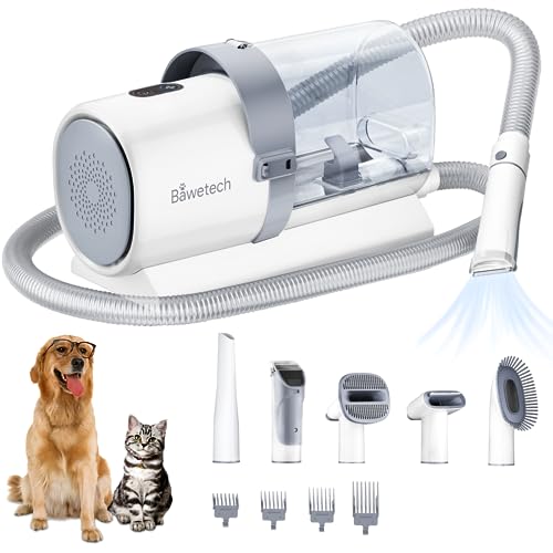 Bawetech Dog Clipper Grooming Kit and Vacuum, Suction 99% Pet Hair, 2.5L Large Capacity Dust Cup, 5 Pet Grooming Tools, Low Noise Dog Hair Remover Pet Grooming Supplies for Dogs Cats