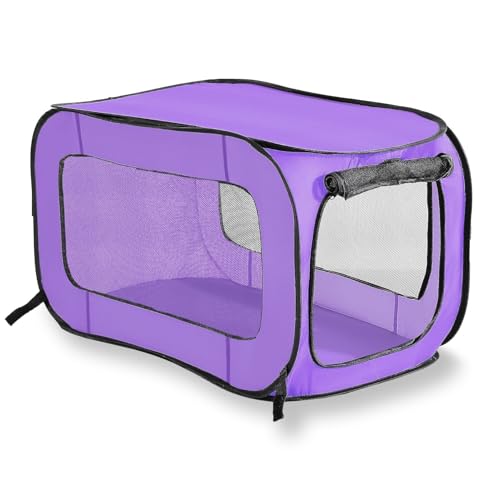 Beatrice Home Fashions Portable, Collapsible, Pop Up Travel Pet, Cat and Dog Kennel, 32.5" L x 19.5" W x 19.5" H, Purple
