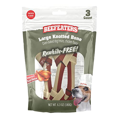 Beefeaters Rawhide Free Large Knotted Bone Dog Treat 3ct