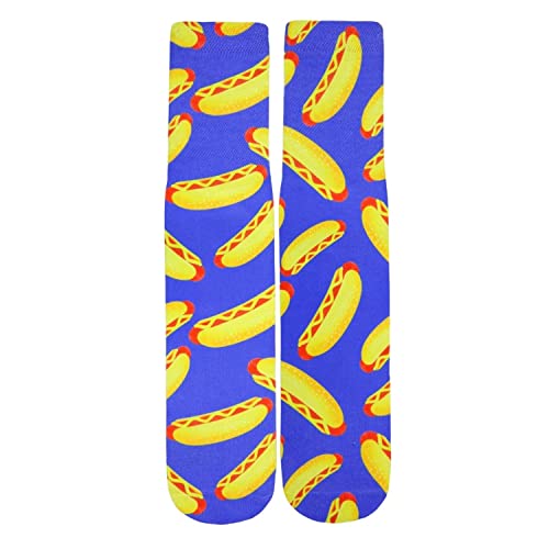 Benefeet Sox Mens Novelty Crazy Socks Hot Dog Gifts Funny Food Socks Womens Boys Kids 3D Printed Patterned Basketball Athletic Tube Socks Girls Cool Funky Designer Socks Fast Food Themed Gifts, Hotdog