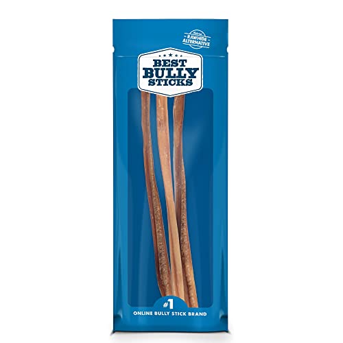 Best Bully Sticks 12 Inch All-Natural Bully Sticks for Dogs - 12” Fully Digestible, 100% Grass-Fed Beef, Grain and Rawhide Free | 3 Pack Trial Size