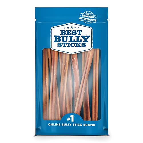 Best Bully Sticks 12 Inch All-Natural Odor Free Bully Sticks for Dogs - 12” Fully Digestible, 100% Grass-Fed Beef, Grain and Rawhide Free | 12 Pack