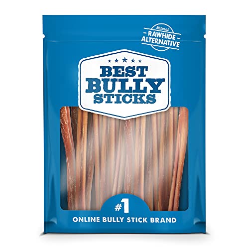 Best Bully Sticks 12 Inch All-Natural Thin Bully Sticks for Dogs - 12” Fully Digestible, 100% Grass-Fed Beef, Grain and Rawhide Free | 24 Pack