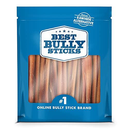 Best Bully Sticks 6 Inch All-Natural Odor Free Bully Sticks for Dogs - 6” Fully Digestible, 100% Grass-Fed Beef, Grain and Rawhide Free | 20 Pack