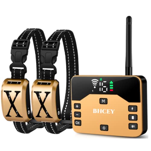 BHCEY 2023 Wireless Dog Fence, Electric Wireless Fence Training Collar with Remote 2-in-1, Pet Containment Fence System, Rechargeable Safe Dog Boundary, Adjustable Collar for Small Medium Large Dogs
