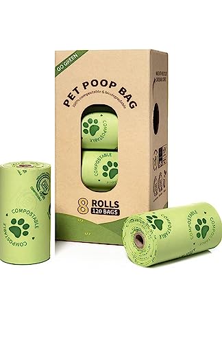 Biodegradable Dog Poop Bags, 100% Certified Compostable, 13 X 9 Inches, Plastic free, Environmental Friendly, Cornstarch based, Extra Strong & Leak Proof, Green Biosphere