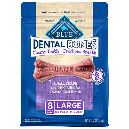 Blue Buffalo Dental Bones Large Natural Dental Chew Dog Treats, (50 lbs and up) 12-oz Bag