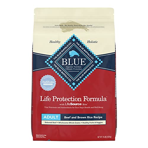 Blue Buffalo Life Protection Formula Natural Adult Dry Dog Food, Beef and Brown Rice 15-lb