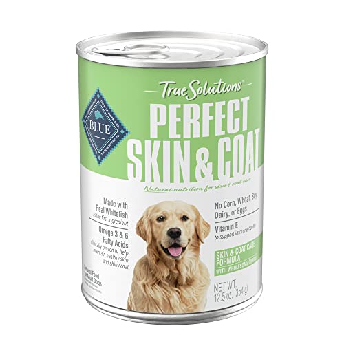 Blue Buffalo True Solutions Perfect Skin & Coat Natural Adult Wet Dog Food, Whitefish 12.5-oz cans (Pack of 12)