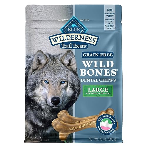 Blue Buffalo Wilderness Wild Bones Grain Free Dental Chews Dog Treats, Large 10-oz Bag