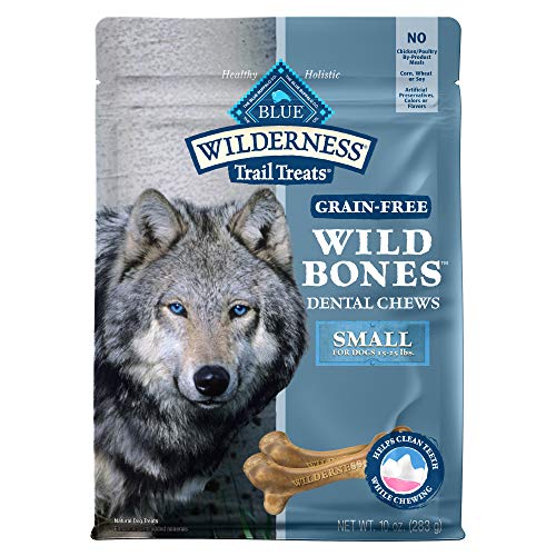 Blue Buffalo Wilderness Wild Bones Grain Free Dental Chews Dog Treats, Small 10-oz Bag