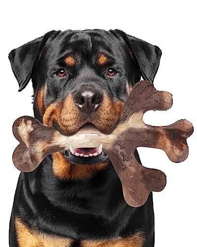 Boutiray Dog Chew Toy for Aggressive Chewers Real Beef Flavor Nylon Bone Durable Sturdy Tough Dogs Toys Teething Cleaning Stick for Large Medium Breeds
