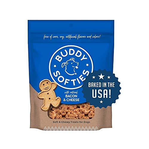 Buddy Biscuit Softies 6 oz Pouch, Soft & Chewy, Natural Bacon and Cheese Flavor Dog Treats, Oven Baked in The USA