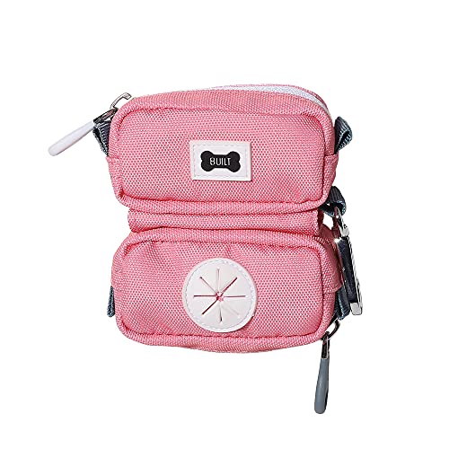 BUILT Duo Leash Bag (Pet Waste Bag & Treat Holder), Pink and Gray