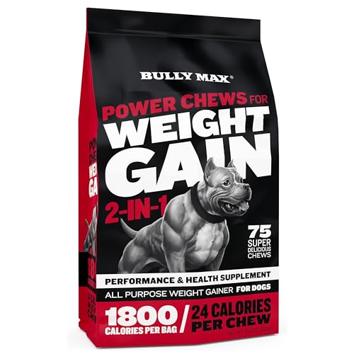 Bully Max Weight Gainer Supplement for Dogs Ingredients - Promotes Healthy Weight Gain - for All Ages and Breeds - 300g Pack, 75 Soft Chews