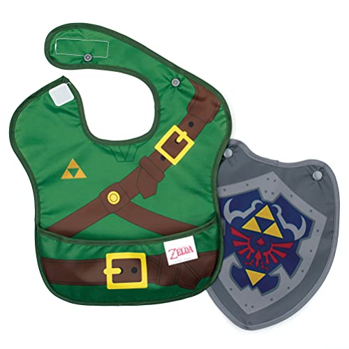 Bumkins Nintendo Bibs for Girl or Boy, SuperBib with Cape for Baby and Toddler 6-24 Months, Essential Must Have for Eating, Feeding, Baby Led Weaning Supplies, Mess Saving Catch Food, Legend of Zelda