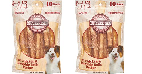 Butcher Shop Chicken and Rawhide Rolls Dog Treats (2 Pack - 20 Rolls)