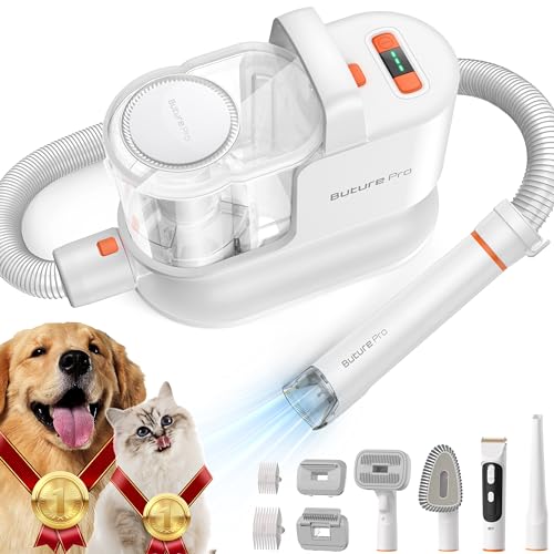 Buture Pro Pet Grooming Kit & Vacuum Suction 99% Pet Hair, Professional Dog Hair Vacuum with 6 Proven Grooming Tools, Deshedding, Dematting Brush for Shedding Dogs Cats Pets