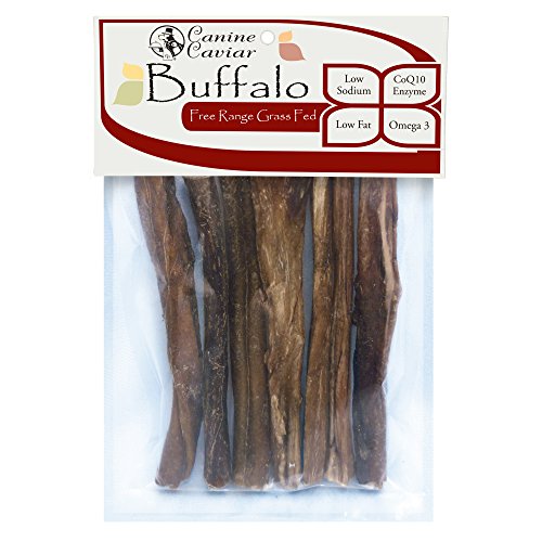 Canine Caviar Natural Bully Sticks for Dogs Bully Sticks for Large Dogs, Medium Dogs, and Small Dogs, Buffalo Flavored Dog Chews for Aggressive Chewers, 6-inch Long-Lasting Dog Chews (Pack of 7)