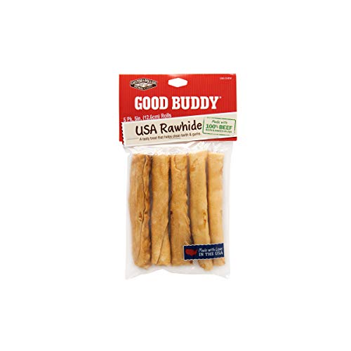 Castor & Pollux Good Buddy Made in USA Natural Chicken Flavor Rawhide Dog Treats Sticks 5 pk x 5"